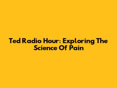Ted Radio Hour: Exploring The Science Of Pain