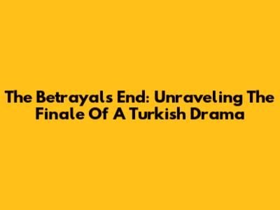 The Betrayal's End: Unraveling The Finale Of A Turkish Drama