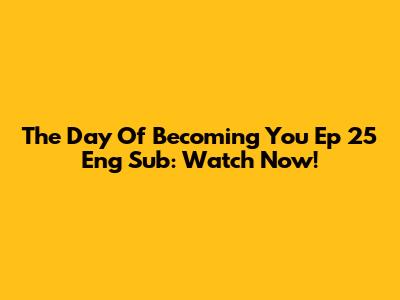 The Day Of Becoming You Ep 25 Eng Sub: Watch Now!