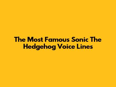 The Most Famous Sonic The Hedgehog Voice Lines