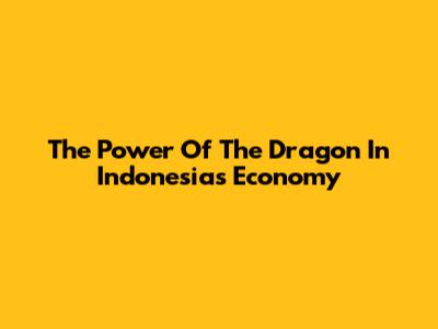 The Power Of The 'Dragon' In Indonesia's Economy