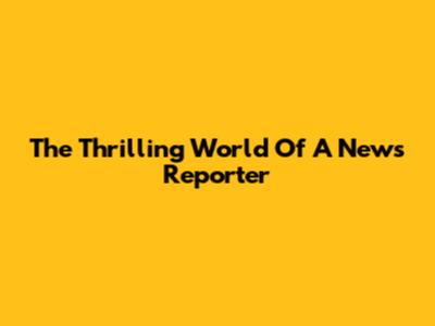The Thrilling World Of A News Reporter