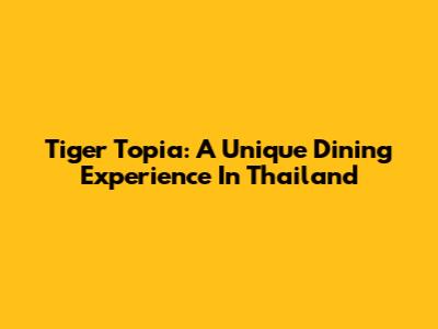 Tiger Topia: A Unique Dining Experience In Thailand