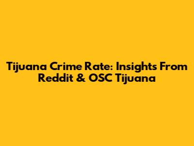 Tijuana Crime Rate: Insights From Reddit & OSC Tijuana