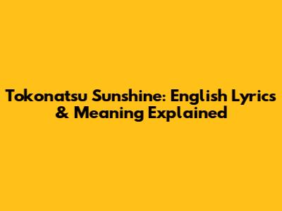 Tokonatsu Sunshine: English Lyrics & Meaning Explained
