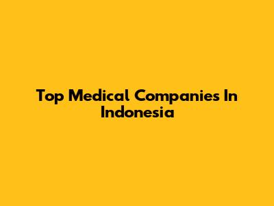 Top Medical Companies In Indonesia