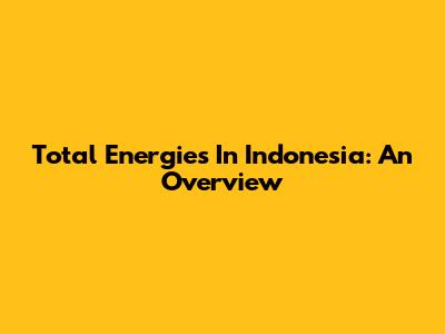 Total Energies In Indonesia: An Overview