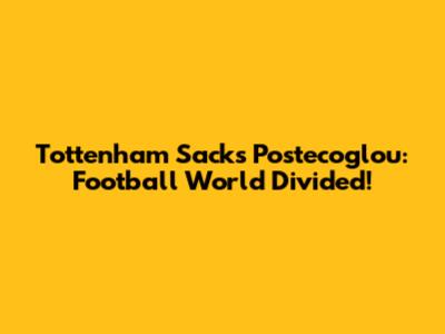 Tottenham Sacks Postecoglou: Football World Divided!