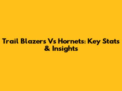 Trail Blazers Vs Hornets: Key Stats & Insights
