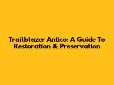 Trailblazer Antico: A Guide To Restoration & Preservation
