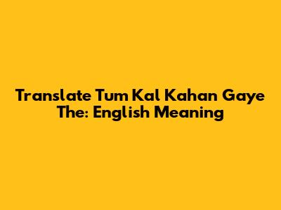 Translate "Tum Kal Kahan Gaye The": English Meaning