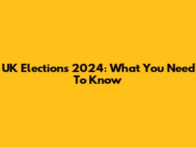 UK Elections 2024: What You Need To Know