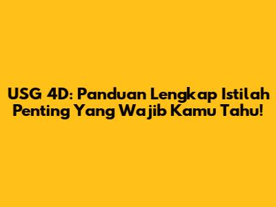 USG 4D: Panduan Lengkap Istilah Penting Yang Wajib Kamu Tahu!