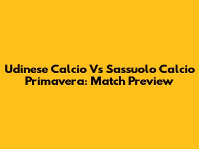 Udinese Calcio Vs Sassuolo Calcio Primavera: Match Preview