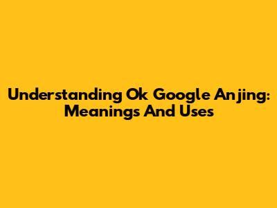 Understanding 'Ok Google Anjing': Meanings And Uses