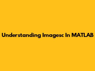 Understanding Imagesc In MATLAB
