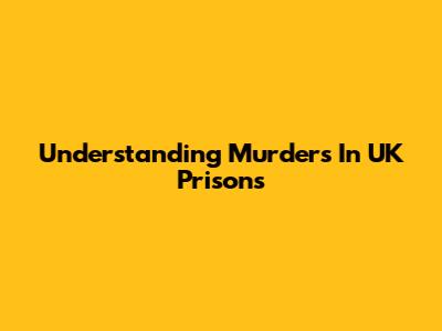 Understanding Murders In UK Prisons
