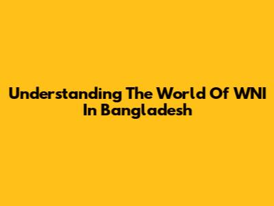 Understanding The World Of WNI In Bangladesh