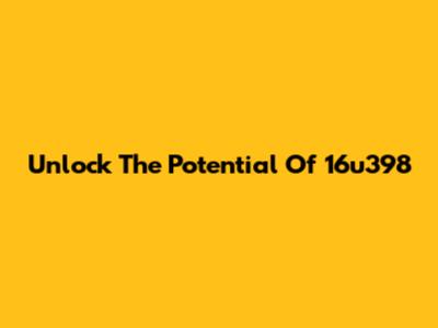 Unlock The Potential Of 16u398