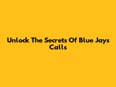 Unlock The Secrets Of Blue Jays' Calls