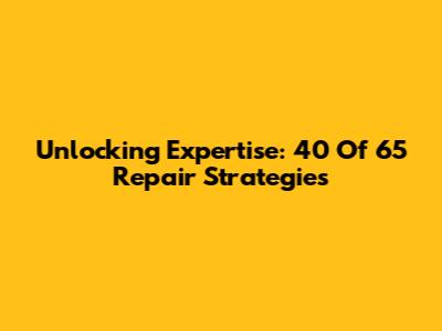 Unlocking Expertise: 40 Of 65 Repair Strategies