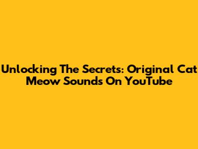 Unlocking The Secrets: Original Cat Meow Sounds On YouTube