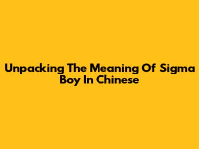 Unpacking The Meaning Of 'Sigma Boy' In Chinese