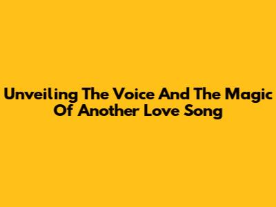 Unveiling 'The Voice' And The Magic Of 'Another Love Song'