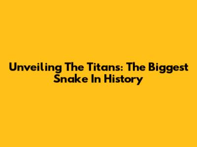 Unveiling The Titans: The Biggest Snake In History