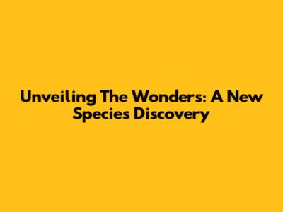 Unveiling The Wonders: A New Species Discovery