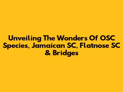 Unveiling The Wonders Of OSC Species, Jamaican SC, Flatnose SC & Bridges