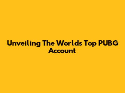 Unveiling The World's Top PUBG Account