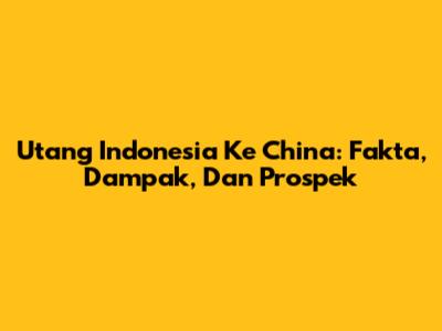 Utang Indonesia Ke China: Fakta, Dampak, Dan Prospek