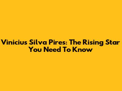 Vinicius Silva Pires: The Rising Star You Need To Know
