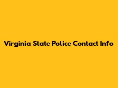 Virginia State Police Contact Info