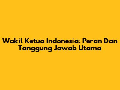 Wakil Ketua Indonesia: Peran Dan Tanggung Jawab Utama