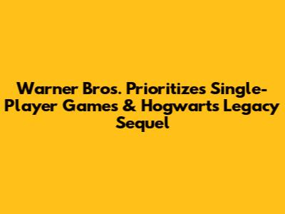 Warner Bros. Prioritizes Single-Player Games & Hogwarts Legacy Sequel