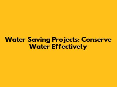 Water Saving Projects: Conserve Water Effectively