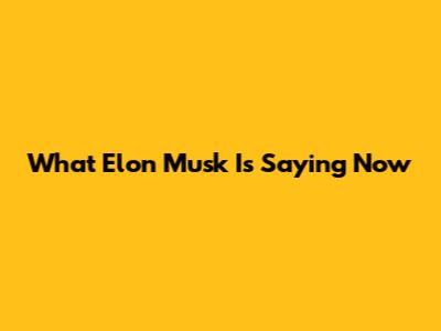 What Elon Musk Is Saying Now