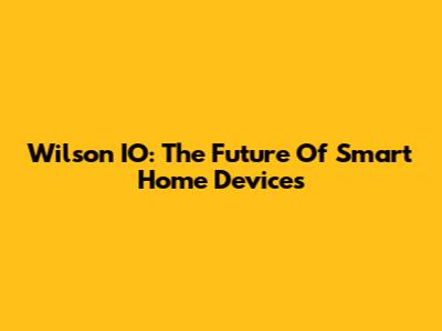 Wilson IO: The Future Of Smart Home Devices
