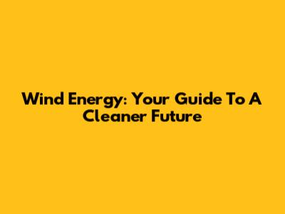 Wind Energy: Your Guide To A Cleaner Future