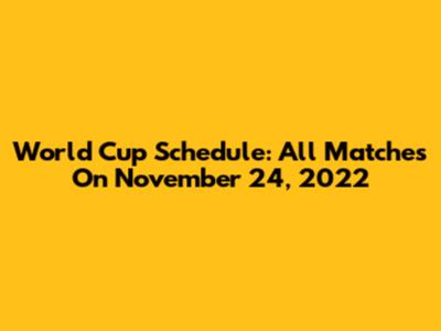 World Cup Schedule: All Matches On November 24, 2022