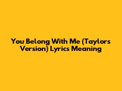 You Belong With Me (Taylor's Version) Lyrics Meaning