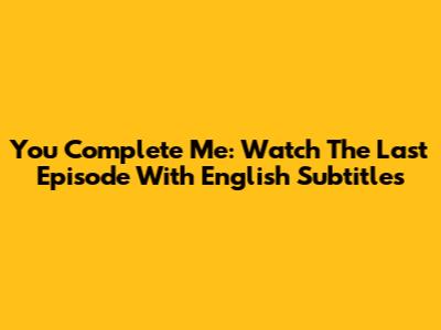 You Complete Me: Watch The Last Episode With English Subtitles