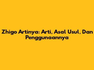 Zhigo Artinya: Arti, Asal Usul, Dan Penggunaannya