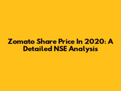 Zomato Share Price In 2020: A Detailed NSE Analysis